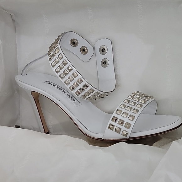 Manolo Blahnik Rocco Studded-Toe Sandal - Picture 9 of 16